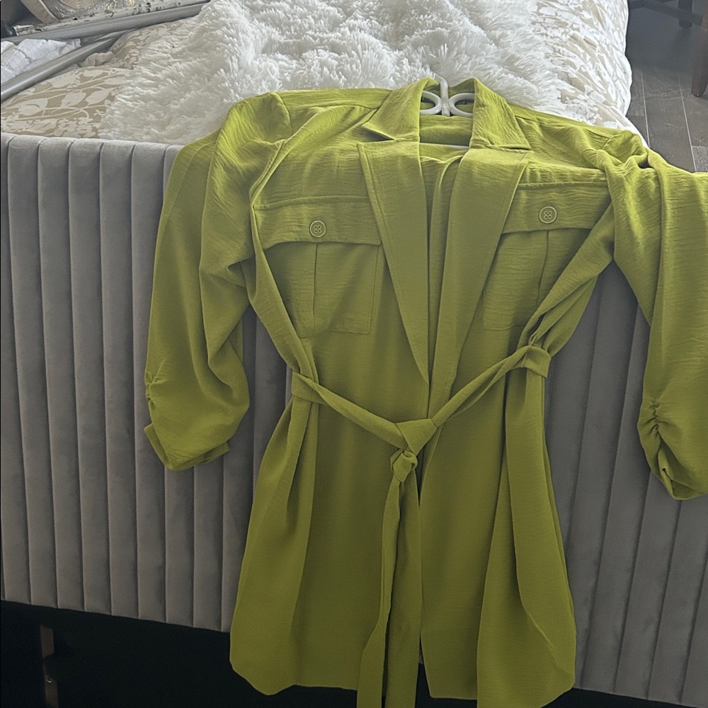 Vibrant Green Belted Jacket new